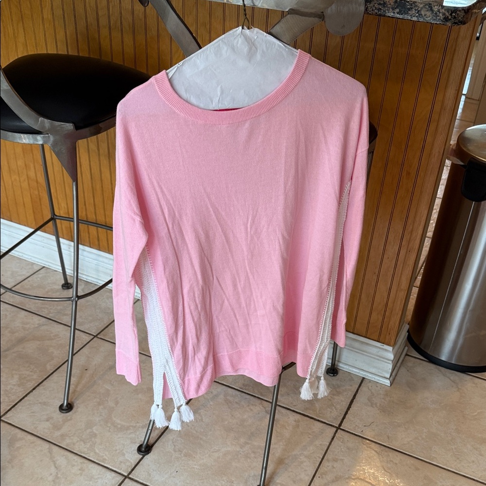 Lilly Pulitzer Pink and White Crew Neck Sweater